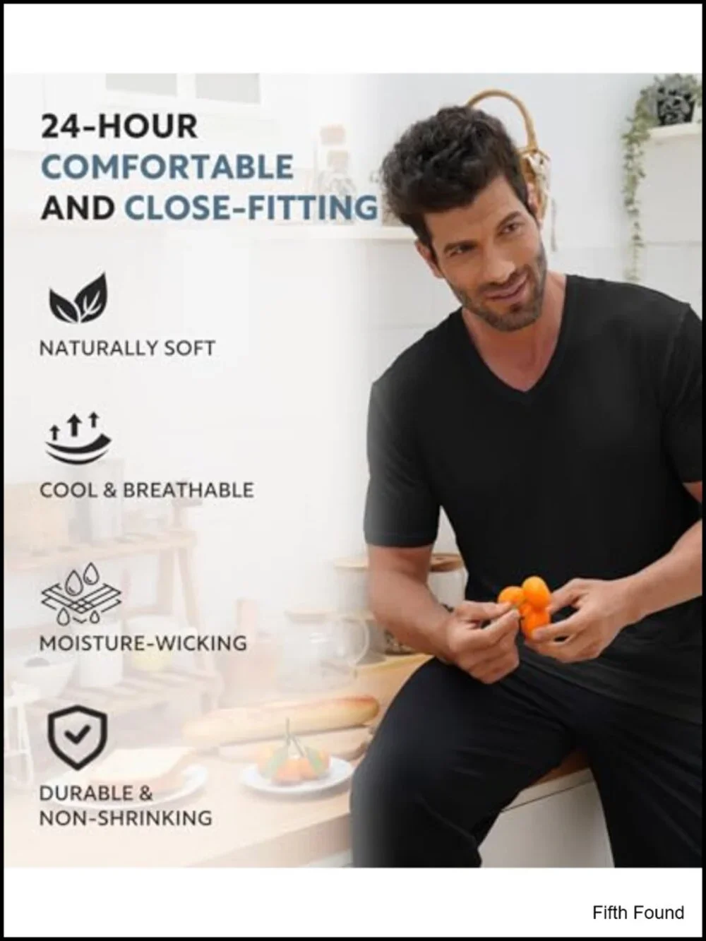 Men's Cotton Undershirts 3 Pack Moisture Wicking Crew or V Neck